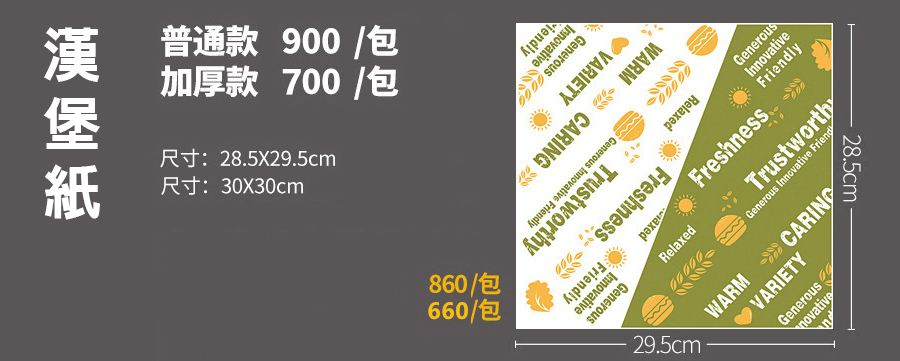 漢堡紙,捲餅紙,防油紙,淋膜紙,平張紙,飯糰包裝紙,三明治包裝紙