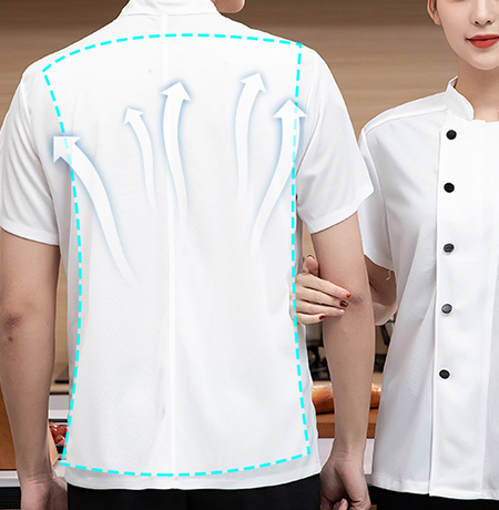 背後透氣網狀廚師服